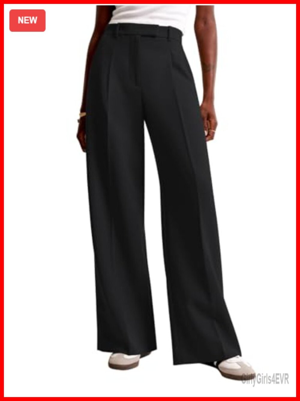 NIMIN Wide Leg Work Pants High Waisted Pleated Trousers with Pockets